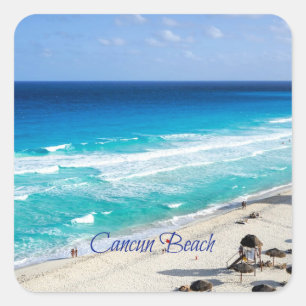 Adesivo Quadrado Praia de Cancun, México