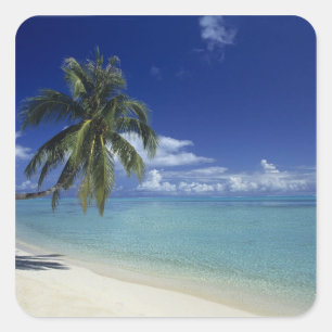 Adesivo Quadrado Praia de Matira na ilha de Bora Bora,