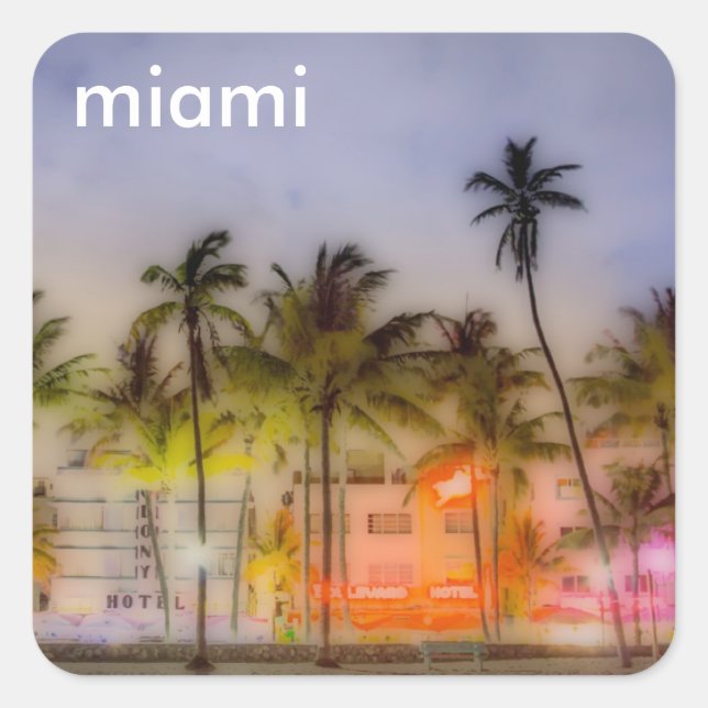 Adesivo Quadrado praia de miami (Frente)