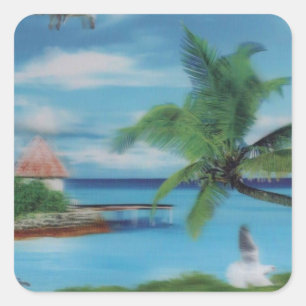 Adesivo Quadrado Praia de palmeiras de coco.jpg