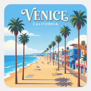 Adesivo Quadrado Praia de Veneza Califórnia