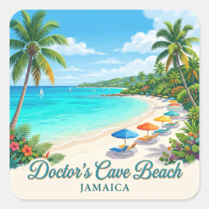 Adesivo Quadrado Praia Doctor's Cave Montego Bay Jamaica