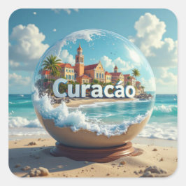 Adesivo Quadrado praia litoral globo Curaçao