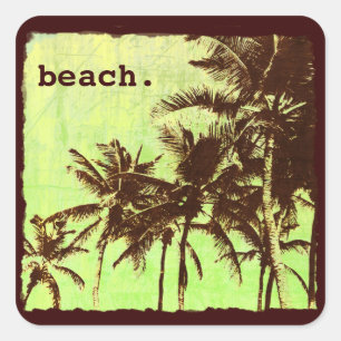 Adesivo Quadrado praia - palmas tropicas
