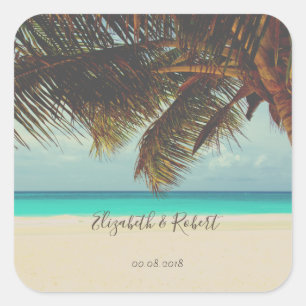Adesivo Quadrado Praia tropical, palma
