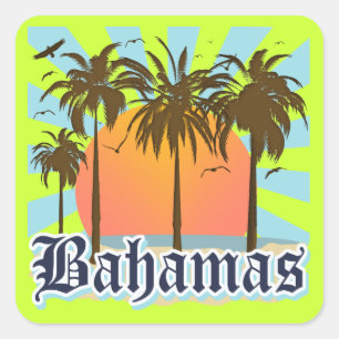 Adesivo Quadrado Praias das ilhas de Bahamas