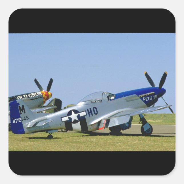 Adesivo Quadrado Prata e Azul, P51 Mustang, planos Side_WII (Frente)