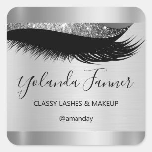 Adesivo Quadrado Prata Exclusiva de Eyelash, Artista de Composiçã