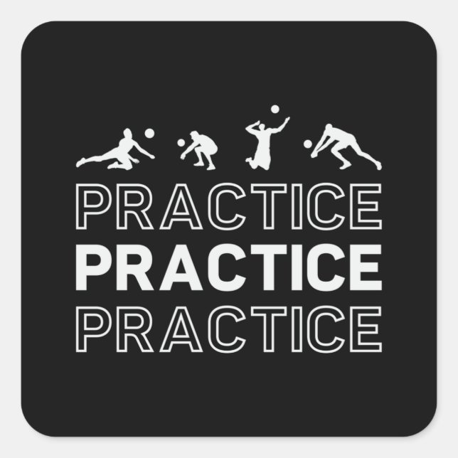 Adesivo Quadrado Prática Prática de Jogadores de Voleibol Praia (Frente)