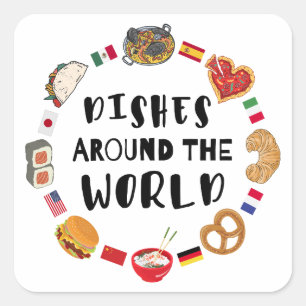 Adesivo Quadrado Pratos pelo mundo