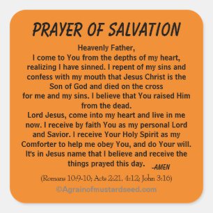 ADESIVO QUADRADO PRAYER OF SALVATION