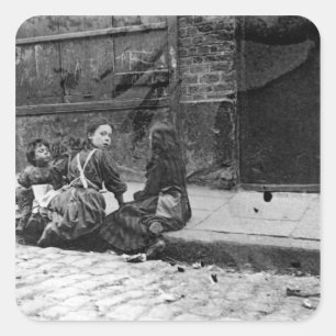 Adesivo Quadrado Precários de Londres, corte da guita