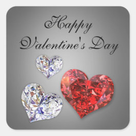 Adesivo Quadrado Precioso Elegante Diamond Hearts