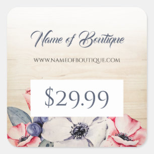 Adesivo Quadrado Preços de madeira claros rústicos da flor do ver