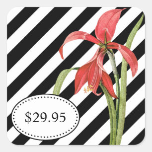 Adesivo Quadrado Preços preto e branco corajosos do Amaryllis das