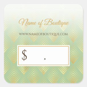 Adesivo Quadrado Preços verdes e Dourados clássicos do teste padr