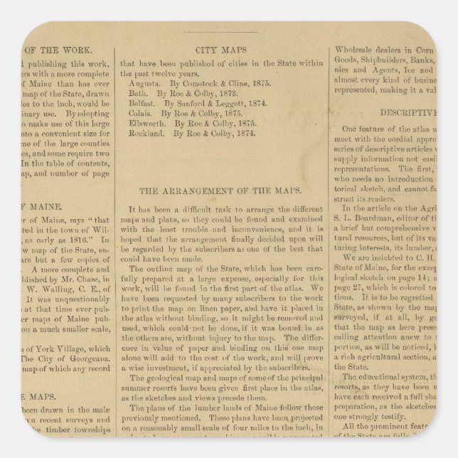 Adesivo Quadrado Preface Atlas do estado de Maine (Frente)