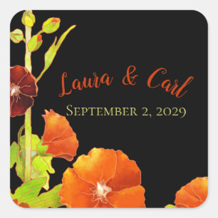 Adesivo Quadrado Prefeito de Casamento do Red Hollyhocks