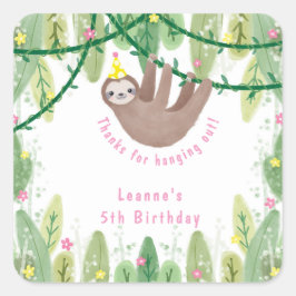 Adesivo Quadrado preguiça-branca com bolinhas amarela e branca