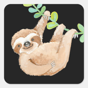 Adesivo Quadrado Preguiça da Selva Fofo Caprichoso
