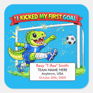 Adesivo Quadrado Prêmio Personalizado de Primeiro Gol de Futebol
