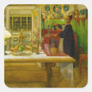 Adesivo Quadrado Preparando-se para um jogo, 1901, por Carl Larsson