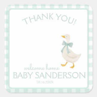 Adesivo Quadrado Preppy Goose Baby Shower Card