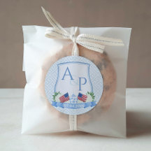 Preppy Red White Flag Weding Crest Favor