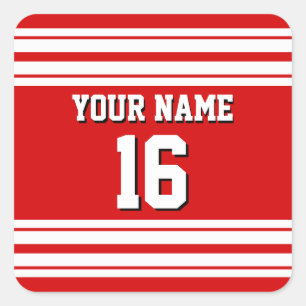 Adesivo Quadrado Preppy Sporty Red com White Stripes Team Jersey