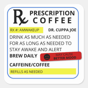 Adesivo Quadrado Prescrição do Café