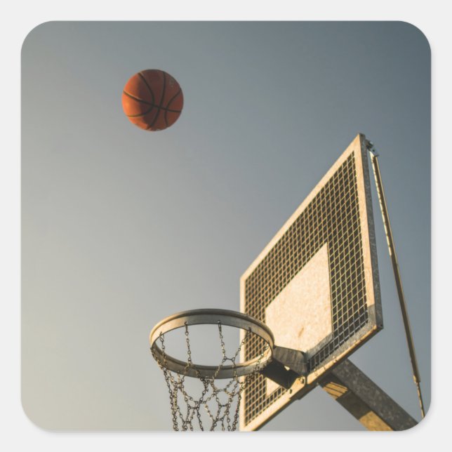 Adesivo Quadrado Presente bonito de Basquete (Frente)