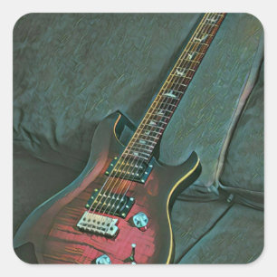 Adesivo Quadrado presente de amantes de guitarra de músico