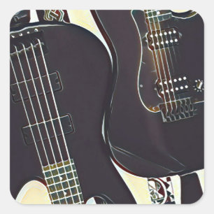 Adesivo Quadrado Presente de aniversário guitarrista da Vintage