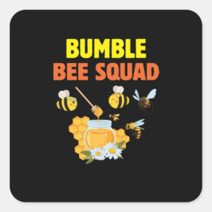 Adesivo Quadrado Presente de apicultor Família Bumble Bee Squad