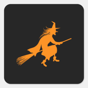 Adesivo Quadrado Presente de bruxa Feliz Halloween