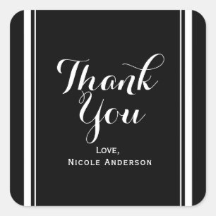 Adesivo Quadrado Presente de casamento Black & White Elegant Chic C