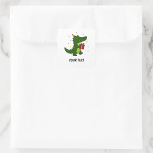 Adesivo Quadrado Presente de Crocodilo Fofo