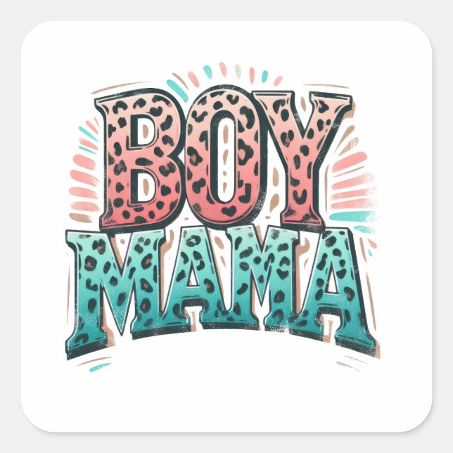Adesivo Quadrado Presente de dia de as mães | Boy Mama (Frente)