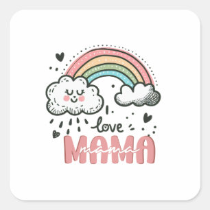 Adesivo Quadrado Presente de dia de as mães Eu Amo Mamãe