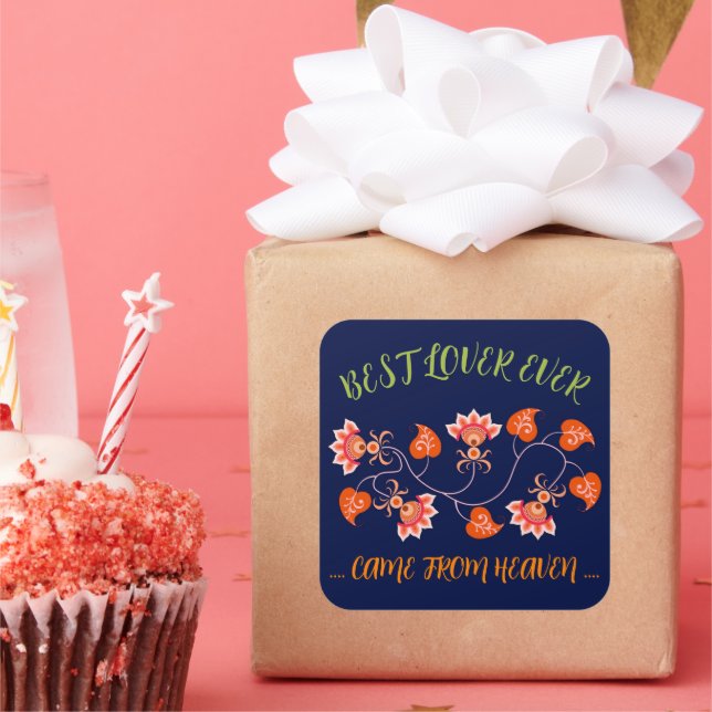 Adesivo Quadrado PRESENTE DE dia de os namorados, ESPOSA, MARIDO (Festa)