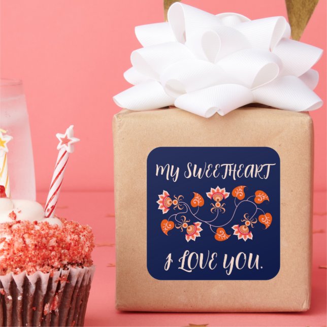 Adesivo Quadrado PRESENTE DE dia de os namorados, ESPOSA, MARIDO (Festa)