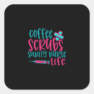 Adesivo Quadrado Presente de Enfermeira   Café Escrubs Enfermeiros 
