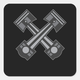 Adesivo Quadrado Presente de Engenharia de Automóveis de Dois Pist