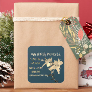 ADESIVO QUADRADO PRESENTE DE FLOR DO DIA DAS FILHAS