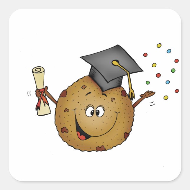 Adesivo Quadrado Presente de Graduação de Cookie Inteligente (Frente)