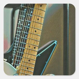 Adesivo Quadrado presente de guitarra para dia de os pais