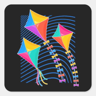 Adesivo Quadrado Presente de Kite Flying Slider Kids