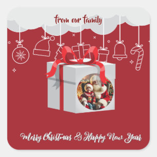 Adesivo Quadrado presente de Natal