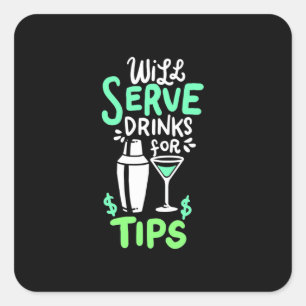 Adesivo Quadrado Presente de Natal   Barman Servirá Drinks Por Gorj