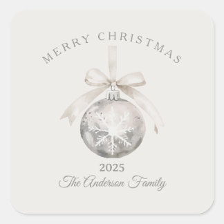 Adesivo Quadrado presente de Natal de ornamento rústico de creme pe